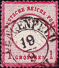 Германия 1872 год . Орел, большой щит 1 г . Каталог 9,25 £.