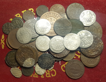44.шт Имперских монет,, без,, повтора,, Есть,, Редкие,, Серебро.  Оригиналы