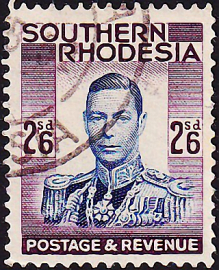 Родезия Южная 1937 год . Король Георг VI . 2,6 s . Каталог 8,50 £ . (2)