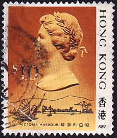Гонконг 1989 год . Queen Elizabeth II , 10 $ . Каталог 7,0 €.