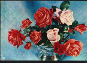 Открытка СССР 1977 г. ЦВЕТЫ. Розы в бокале Фото Б. Круцко чистая
