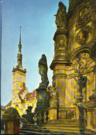 Открытка Прага Чехословакия 1960-е г. Оломоуц - Площадьмира с ратушей Троицкий столб ф.Зденко Фейтар