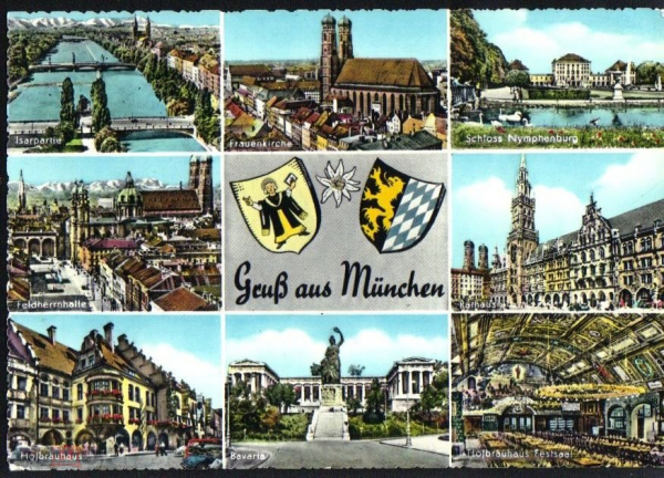 Открытка Европа Германия Мюнхен. Пейзажи, гербы чистая худ обрез