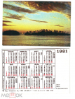 Календарик СССР 1981 год, природа, река закат изд. Планета