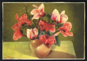 Открытка Европа 1940-е г. Тюльпаны. Цветы, букет, подписана
