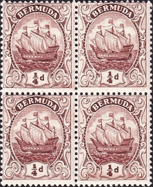 Бермудские острова 1912 год . Каравелла 1/4 p , кварт . Каталог 10 £  (1)