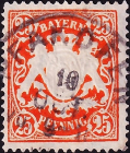 Германия , Бавария 1890 год . Герб Баварии . 025 pf. Каталог 3,50 € 