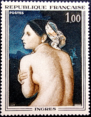 Франция 1967 год . Живопись . Доминик Энгр (1780-1867)  "Купальщица" . (7)