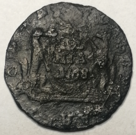 Денга (1/2 копейки) 1768 год КМ Сибирская монета, Екатерина II; _196_