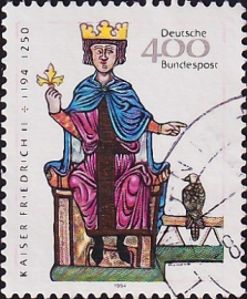Германия 1994 год . Император Фридрих II (13-я миниатюра, "Книга Фалько") . Каталог 5,0 € (2)