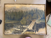 Исаак Левитан (1860—1900) У Омута Этюд картина ,бумага смешанная техника.1890г.Размер 512 * 383мм.