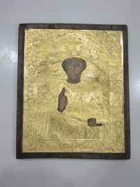 старинная икона святой Николай Чудотворец металл золочение святитель церковь религия