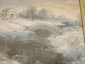картина зимой зимний пейзаж в рамке живопись речка мост мостик художник СССР - вид 2
