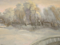 картина зимой зимний пейзаж в рамке живопись речка мост мостик художник СССР - вид 3