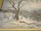картина зимой зимний пейзаж в рамке живопись речка мост мостик художник СССР - вид 4