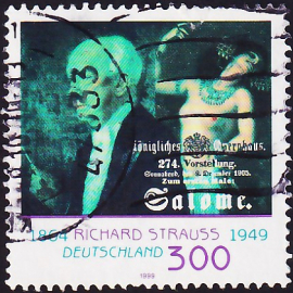 Германия 1999 год . Рихард Штраус и афиша из оперы "Саломея" . Каталог 3,75 £. (1)