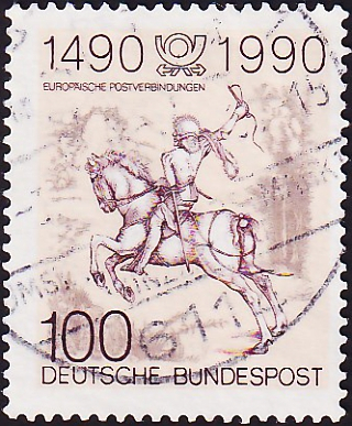 Германия 1990 год . 500-летие европейских почтовых служб .