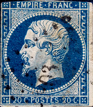 Франция 1854 год . Луи Наполеон (1808-1873) . 20 c . Каталог 8 € . (2)