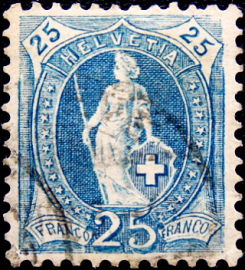 Швейцария 1901 год . Стоящая Гельвеция . 25 с . Каталог 1,30 € (2)