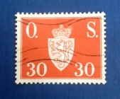 Норвегия 1951 Герб служебная Sc# О61 Used