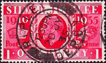 Великобритания 1935 год . Король Георг V. Серебряный юбилей , 1 p . Каталог 2,0 £ .