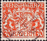 Германия , Бавария 1916 год . Герб , служебная . Каталог 0,90 £