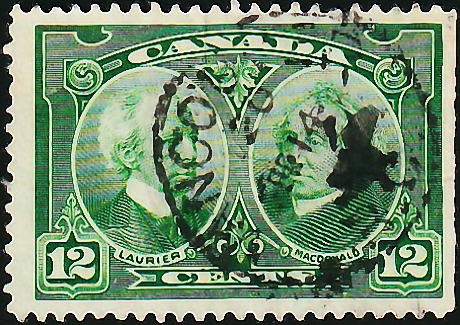 Канада 1927 год . Сэр У. Лорье (1841–1919) и сэр Дж. А. Макдональд (1815–1891) . Каталог 6,0 £
