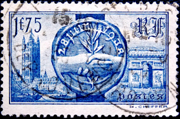 Франция 1938 год . Визит британских монархов . Каталог 1,40 £. (2)