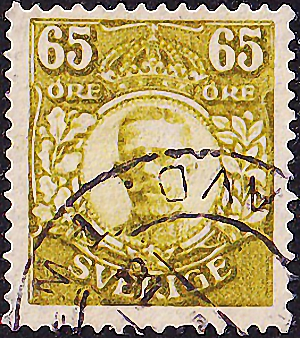 Швеция 1918 год . Король Густав V . Каталог 2,30 £.