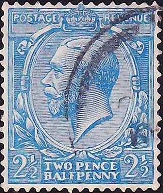  Великобритания 1924 год . Король Георг V . 2,5 p . Каталог 3,0 £ . (4)