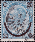 Италия 1865 год . Надпечатка подкова , тип III . Каталог 4,25 £.