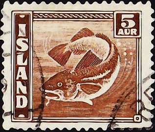 Исландия 1941 год . Атлантическая треска . Каталог 15,0 €.