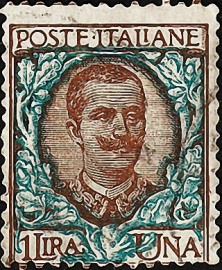 Италия 1901 год . Виктор Эммануил III . 1 L . Каталог 0,65 £ (1)