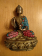 Статуэтка Будда Шакьямуни в позе лотоса Бронза старинная Непал - вид 4