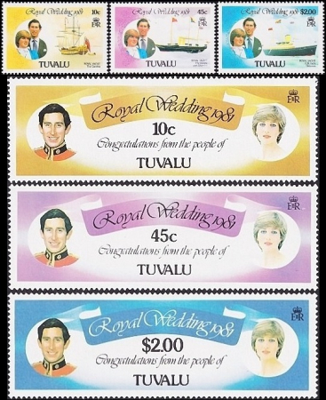 Тувалу 1981 год . Королевская свадьба , полная серия . Каталог 6,0 €.