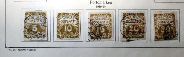 Чехословакия 1918-20 Доплата Sc# J1-J4, J6 Used
