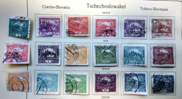 Чехословакия 1918-20 Градчаны  Sc# 1, 8, 23, 25,27, 30, 32-34, 36, 38, 39, 42а, 43b, 44-46, 50 Used