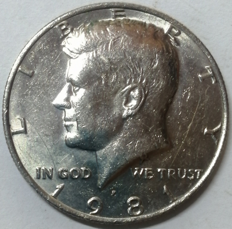 США, 1/2 доллара, 50 центов 1981 год, Р- Филадельфия, Дж.Кеннеди; _222_
