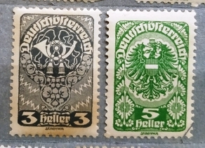 Австрия 1919 Герб Почтовый горн Sc# 200, 201 MNH MLH