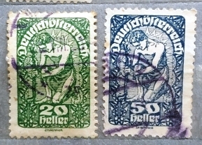 Австрия 1919 Аллегория Sc# 208, 215 Used