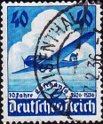 Германия , Рейх 1936 год . 10-я годовщина авиакомпании Lufthansa Airways . Каталог 4,75  £ (3).