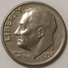 США 10 центов 1990 года Р, 10 cent USA, One dime,1 дайм, Рузвельт; _149_