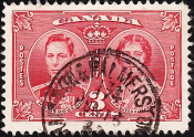 Канада 1937 год . King George VI and Queen Elizabeth . Каталог 1,50 £.