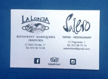 Визитная карточка La Lonja Ресторан морепродуктов Льорет-де-Мар Испания