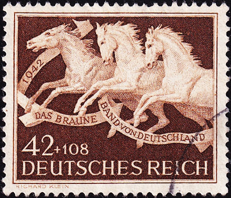 Германия , рейх . 1942 год . Скаковые лошади . Каталог 8,25 £