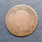 Франция 1856 год 5 сантимов W (Лилль) Наполеон III