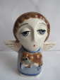Ангел  с ягненком статуэтка ,авторская керамика,Вербилки .роспись - вид 4