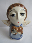 Ангел  с ягненком статуэтка ,авторская керамика,Вербилки .роспись