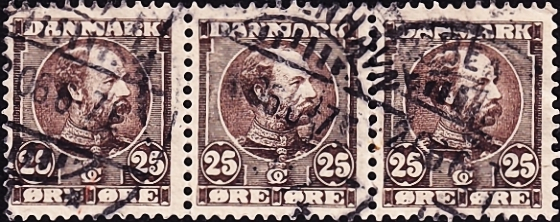 Дания 1905 год . Король Кристиан IX , 25 э . Каталог 19,5 £. (2)