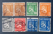Финляндия 1930-45 Герб Sc# 161, 164, 166, 170А, 173, 176, 176D Used